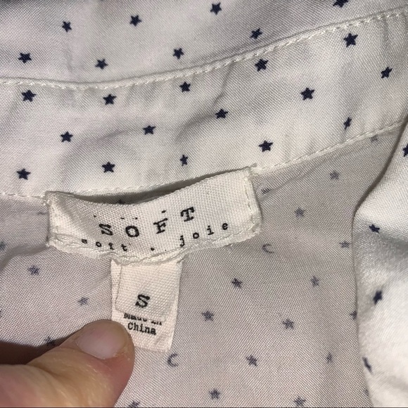 Soft Joie Star & Moon White & Navy Button Down Top Shirt Blouse size Small - Picture 5 of 6